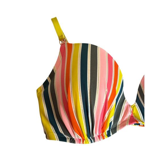 Shade and Shore Women's Padded Underwire Striped Bikini Top Size 38DD Multi NWT - Picture 4 of 7